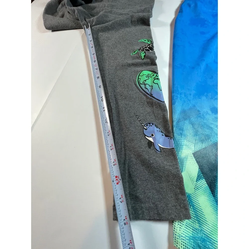 Justice Avia Leggings Girls Size 10-12 Multi Color Sea Turtle Bundle Lot of 2
